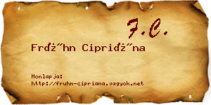 Frühn Cipriána névjegykártya